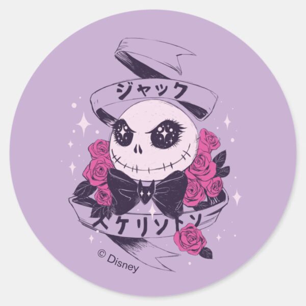 Anime_Jack_Skellington_&_Roses_Illustration_Classic_Round_Sticker_1 Anime Jack Skellington Roses Illustration Classic Round Sticker