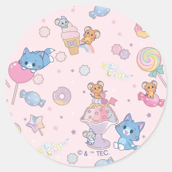 Anime_Tom,_Jerry,_and_Tuffy_Candyland_Pattern_Classic_Round_Sticker_1 Anime Tom Jerry And Tuffy Candyland Pattern Classic Round Sticker
