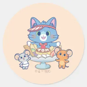 Anime Tom Jerry And Tuffy Dessert Parlor Classic Round Sticker