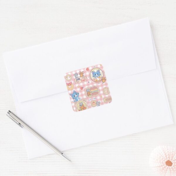 Anime_Tom_and_Jerry_Bakery_Pattern_Square_Sticker_3 Anime Tom And Jerry Bakery Pattern Square Sticker