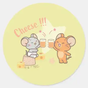 Anime Tuffy And Jerry Cheers To Cheese Classic Round Sticker