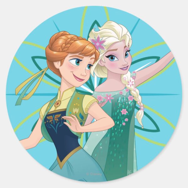 Anna_and_Elsa___Celebrate_Sisterhood_Classic_Round_Sticker_1 Anna And Elsa Celebrate Sisterhood Classic Round Sticker