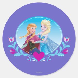 Anna_and_Elsa___Embracing_Classic_Round_Sticker_1 Anna And Elsa Embracing Classic Round Sticker