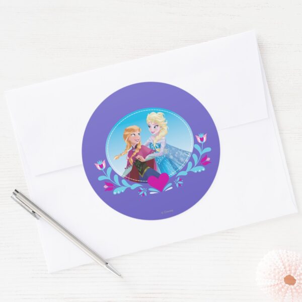 Anna_and_Elsa___Embracing_Classic_Round_Sticker_3 Anna And Elsa Embracing Classic Round Sticker