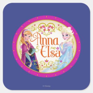 Anna_and_Elsa___Floral_Frame_Square_Sticker_1 Anna And Elsa Floral Frame Square Sticker