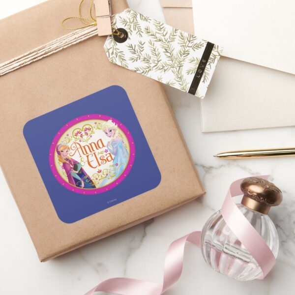 Anna_and_Elsa___Floral_Frame_Square_Sticker_5 Anna And Elsa Floral Frame Square Sticker