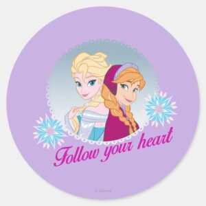 Anna_and_Elsa___Follow_Your_Heart_Classic_Round_Sticker_1 Anna And Elsa Follow Your Heart Classic Round Sticker