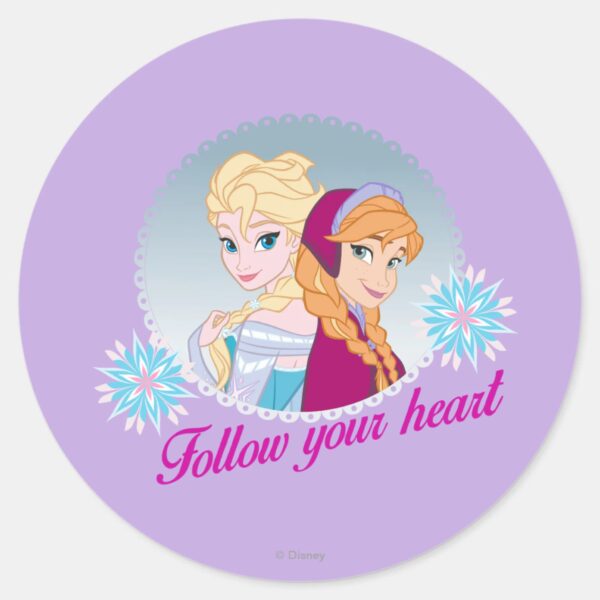 Anna And Elsa Follow Your Heart Classic Round Sticker