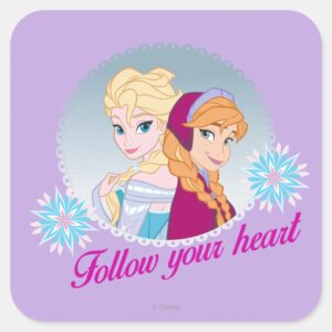 Anna_and_Elsa___Follow_Your_Heart_Square_Sticker_1 Anna And Elsa Follow Your Heart Square Sticker