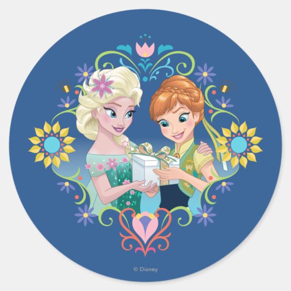Anna_and_Elsa___Gift_for_Sister_Classic_Round_Sticker_1 Anna And Elsa Gift For Sister Classic Round Sticker