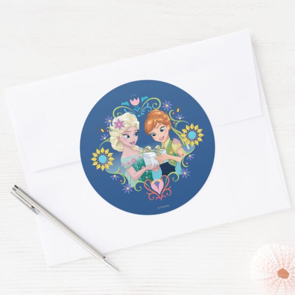 Anna_and_Elsa___Gift_for_Sister_Classic_Round_Sticker_3 Anna And Elsa Gift For Sister Classic Round Sticker