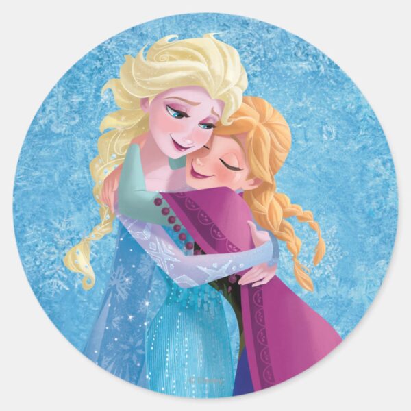 Anna_and_Elsa___Hugging_Classic_Round_Sticker_1 Anna And Elsa Hugging Classic Round Sticker