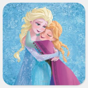 Anna And Elsa Hugging Square Sticker