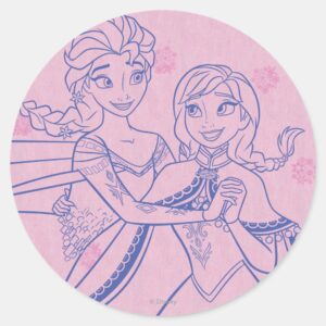 Anna And Elsa I Love My Sister Classic Round Sticker