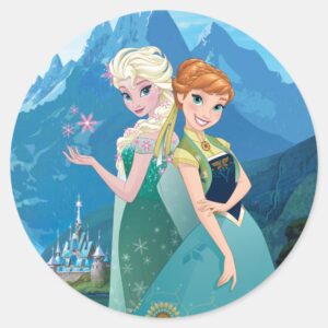 Anna And Elsa My Sister Loves Me Classic Round Sticker