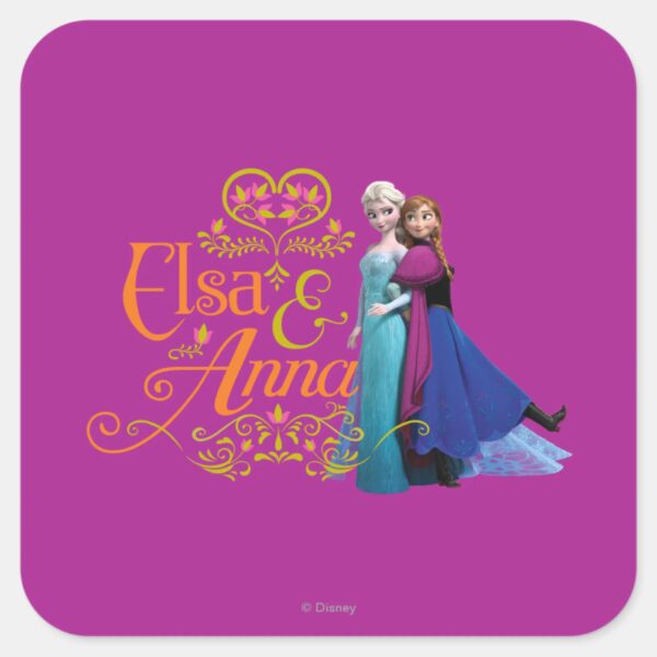 Anna_and_Elsa___Standing_Back_to_Back_Square_Sticker_1 Anna And Elsa Standing Back To Back Square Sticker