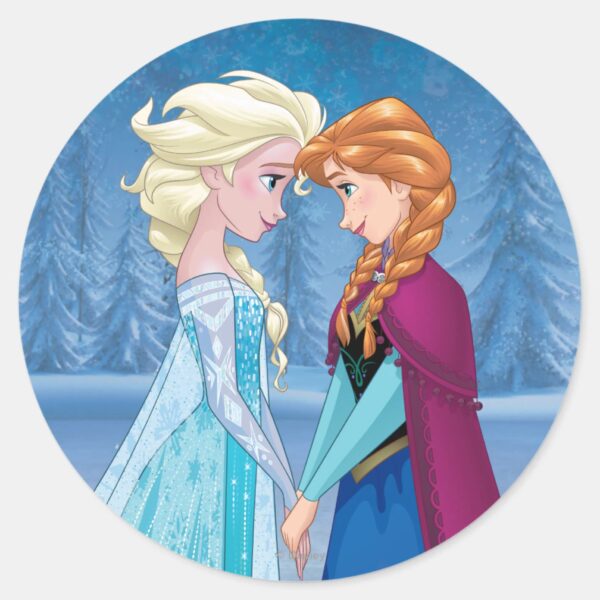 Anna_and_Elsa___Together_Forever_Classic_Round_Sticker_1 Anna And Elsa Together Forever Classic Round Sticker