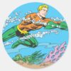 Aquaman_Dashes_Thru_Water_Classic_Round_Sticker_1 Aquaman Dashes Thru Water Classic Round Sticker
