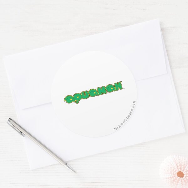 Aquaman_Green_Logo_Classic_Round_Sticker_3 Aquaman Green Logo Classic Round Sticker