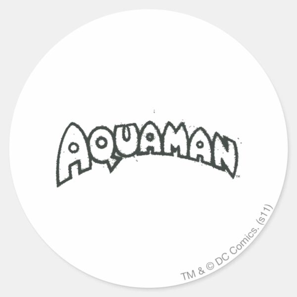 Aquaman_Grunge_Black_Logo_2_Classic_Round_Sticker_1 Aquaman Grunge Black Logo 2 Classic Round Sticker