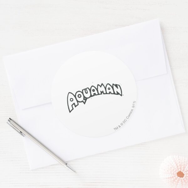 Aquaman_Grunge_Black_Logo_2_Classic_Round_Sticker_3 Aquaman Grunge Black Logo 2 Classic Round Sticker
