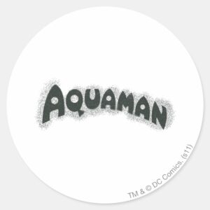 Aquaman Grunge Black Logo Classic Round Sticker
