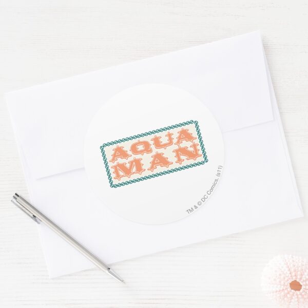 Aquaman_It's_Showtime!_Letters_Classic_Round_Sticker_3 Aquaman Its Showtime Letters Classic Round Sticker