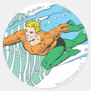 Aquaman Leaps Left Classic Round Sticker