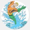 Aquaman_Leaps_in_Wave_Classic_Round_Sticker_1 Aquaman Leaps In Wave Classic Round Sticker