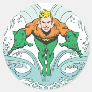 Aquaman Lunging Forward Classic Round Sticker