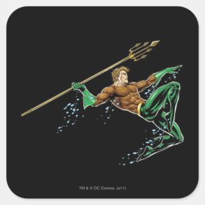 Aquaman Lunging With Spear Square Sticker