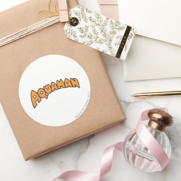 Aquaman_Orange_Logo_Classic_Round_Sticker_5 Aquaman Orange Logo Classic Round Sticker