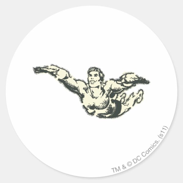 Aquaman_Soars_BW_Classic_Round_Sticker_1 Aquaman Soars BW Classic Round Sticker