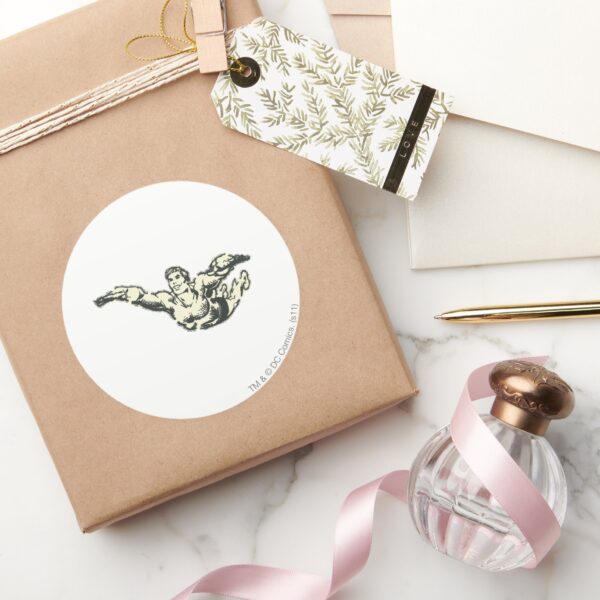 Aquaman_Soars_BW_Classic_Round_Sticker_5 Aquaman Soars BW Classic Round Sticker