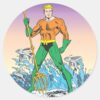 Aquaman_Stands_With_Spear_Classic_Round_Sticker_1 Aquaman Stands With Spear Classic Round Sticker