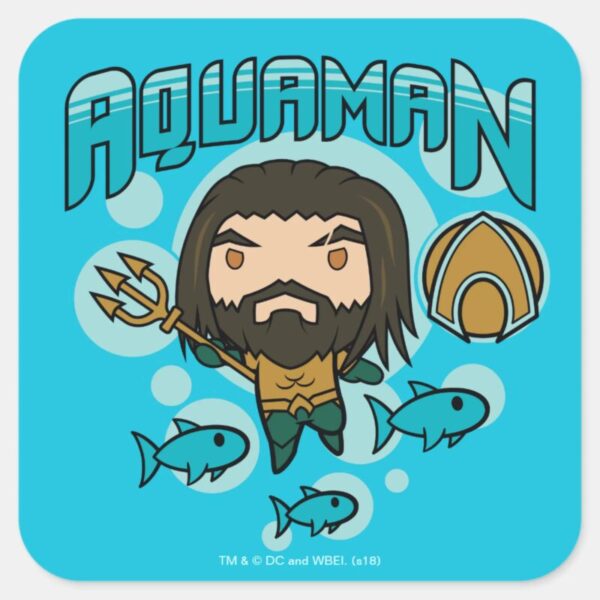 Aquaman Chibi Aquaman Undersea Graphic Square Sticker