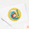 Aquaman Chibi Mera Riding Wave Graphic Classic Round Sticker