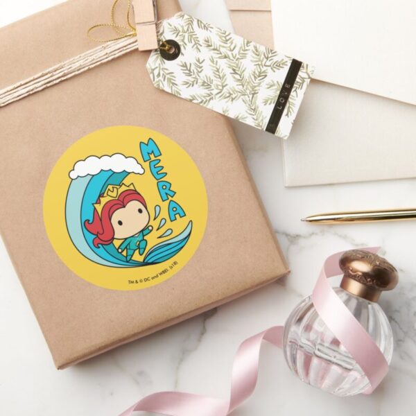 Aquaman Chibi Mera Riding Wave Graphic Classic Round Sticker