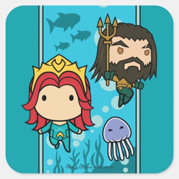 Aquaman Chibi Mera Aquaman Undersea Graphic Square Sticker