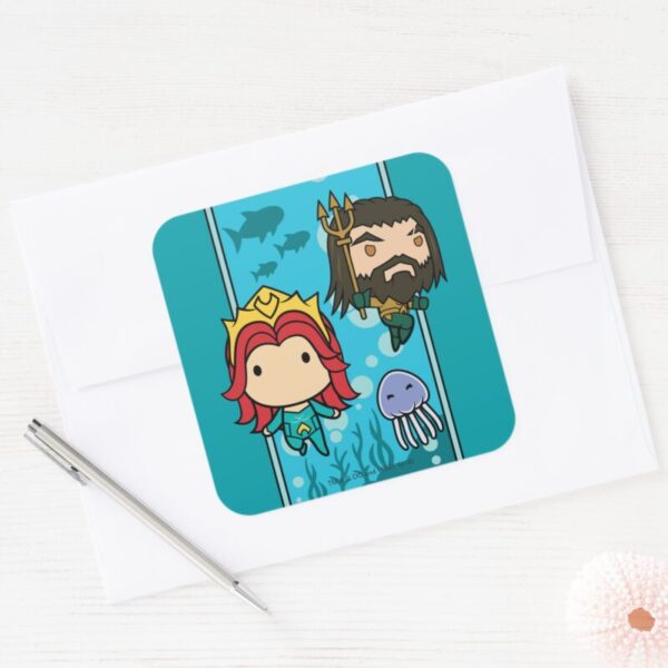 Aquaman Chibi Mera Aquaman Undersea Graphic Square Sticker