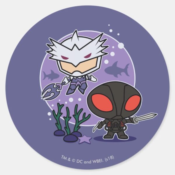 Aquaman Chibi Orm Black Manta Undersea Graphic Classic Round Sticker