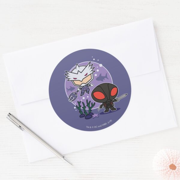 Aquaman Chibi Orm Black Manta Undersea Graphic Classic Round Sticker