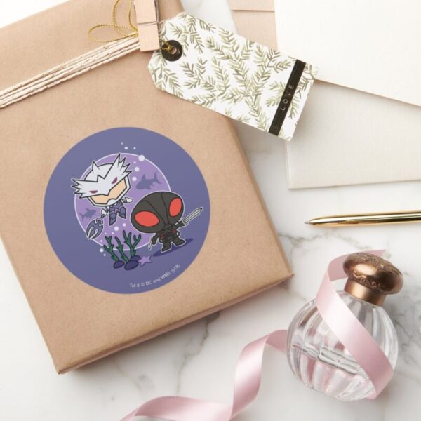 Aquaman Chibi Orm Black Manta Undersea Graphic Classic Round Sticker