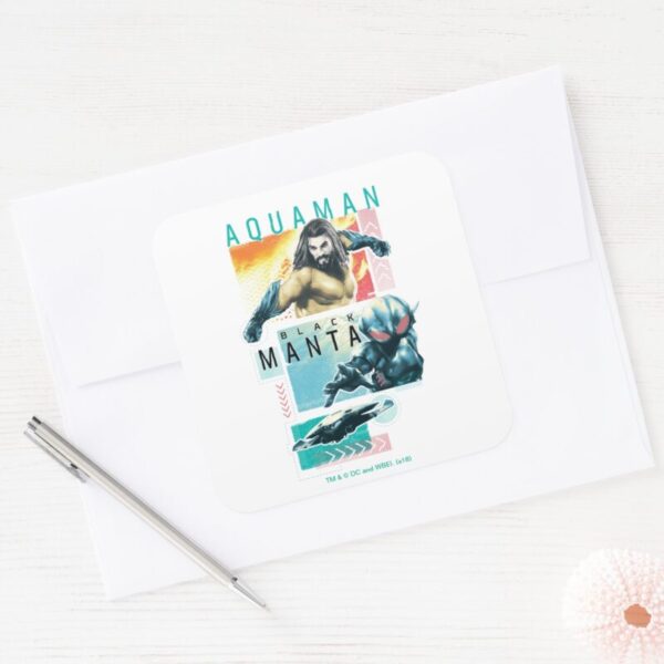 Aquaman___Modernist_Aquaman_&_Black_Manta_Graphic_Square_Sticker_3 Aquaman Modernist Aquaman Black Manta Graphic Square Sticker