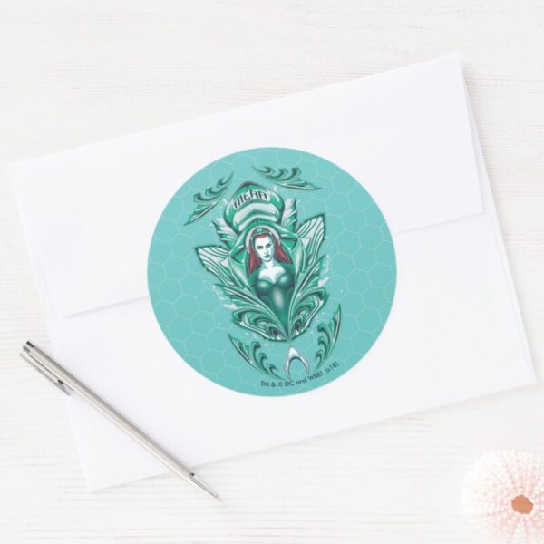 Aquaman___Ornate_Mera_Graphic_Classic_Round_Sticker_3 Aquaman Ornate Mera Graphic Classic Round Sticker