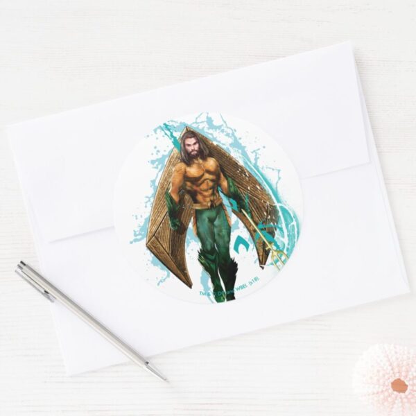 Aquaman___Prince_Orin_With_Aquaman_Logo_Classic_Round_Sticker_3 Aquaman Prince Orin With Aquaman Logo Classic Round Sticker