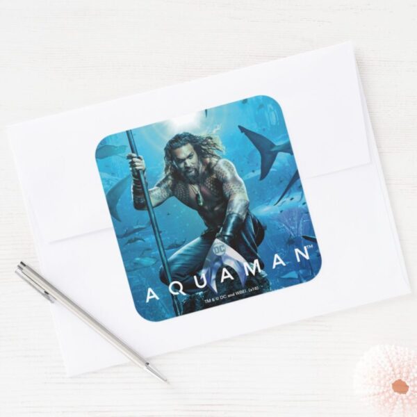Aquaman___Prince_Orin_With_Aquatic_Animals_Square_Sticker_3 Aquaman Prince Orin With Aquatic Animals Square Sticker