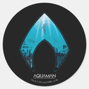 Aquaman See Through Aquaman Logo Ocean Graphic Classic Round Sticker