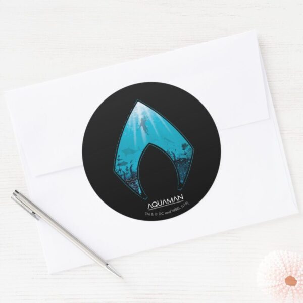 Aquaman___See_Through_Aquaman_Logo_Ocean_Graphic_Classic_Round_Sticker_3 Aquaman See Through Aquaman Logo Ocean Graphic Classic Round Sticker