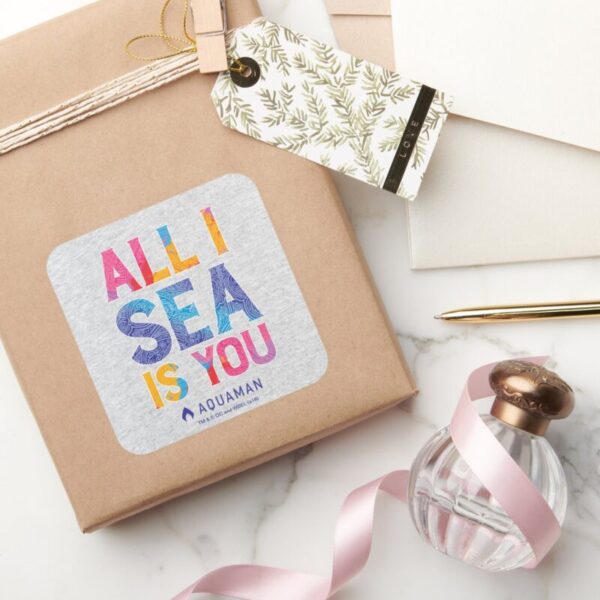 Aquaman____All_I_Sea_Is_You__Colorful_Paisley_Square_Sticker_4 Aquaman All I Sea Is You Colorful Paisley Square Sticker